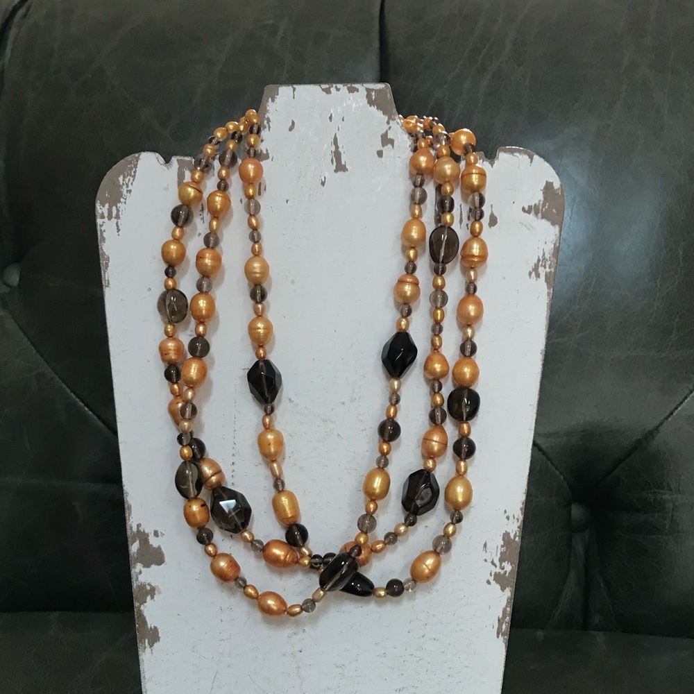 Smoky Topaz and Freshwater Pearl Necklace